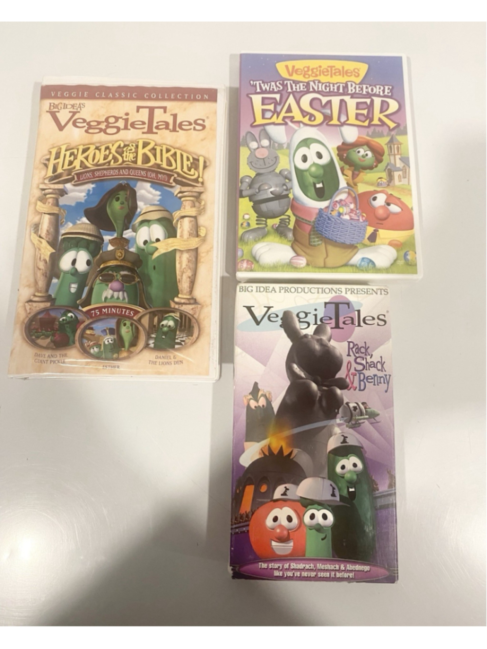 VeggieTales Lot DVD VHS Heroes of the Bible Rack Shack Benny Easter Big Idea